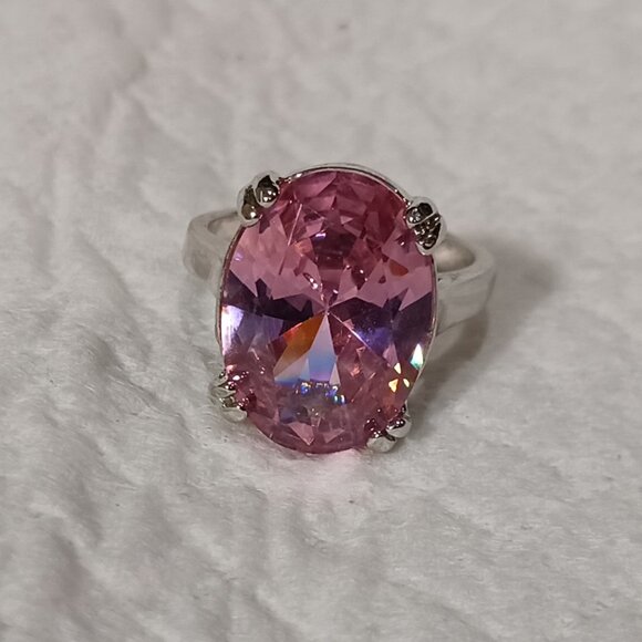 NWOT Large Pink Sapphire Statement Cocktail Ring Size 10.75 - Picture 7 of 15